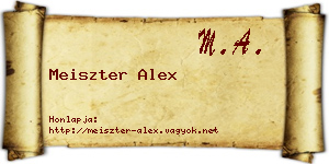Meiszter Alex névjegykártya